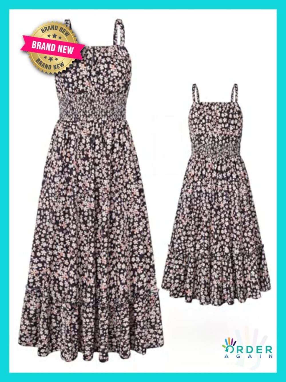 Mommy and Me Floral Smocked Dress Spaghetti Strap Boho Summer Maxi with Pockets